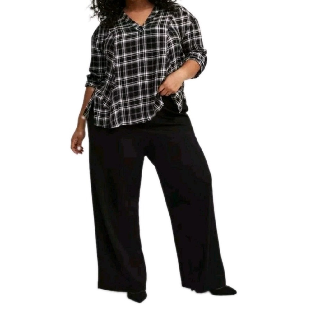 NWT Torrid Flat Front Wide Leg Twill Knit High Rise Pant In Black, Sz 4X Short